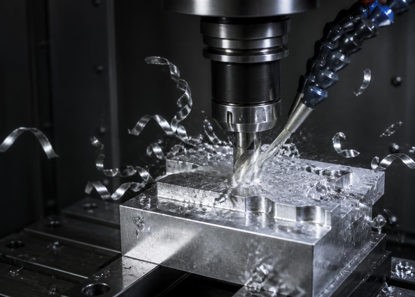 Freesbewerking op een aluminium blok